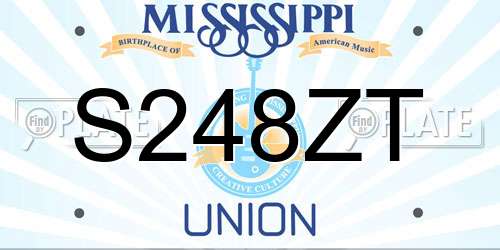 S248ZT Mississippi License Plate