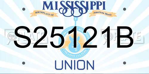 S25121B Mississippi License Plate