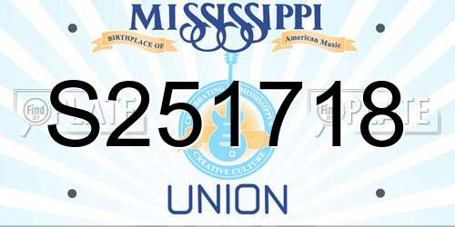 S251718 Mississippi License Plate