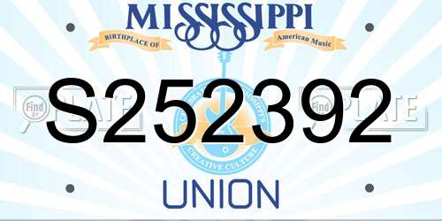 S252392 Mississippi License Plate