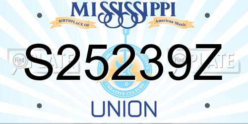 S25239Z Mississippi License Plate