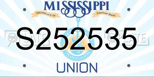 S252535 Mississippi License Plate