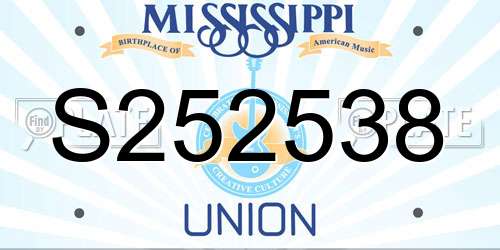 S252538 Mississippi License Plate