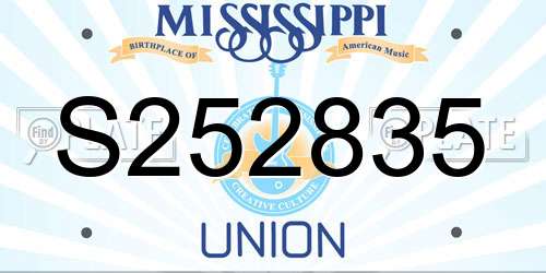 S252835 Mississippi License Plate
