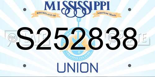 S252838 Mississippi License Plate