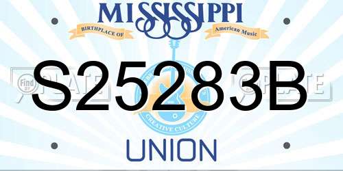 S25283B Mississippi License Plate
