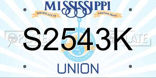 S2543K Mississippi License Plate