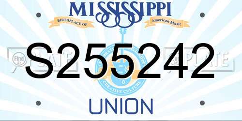 S255242 Mississippi License Plate