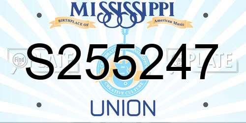 S255247 Mississippi License Plate