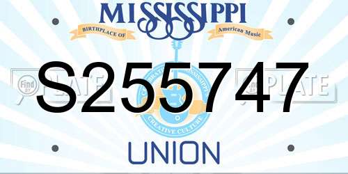 S255747 Mississippi License Plate