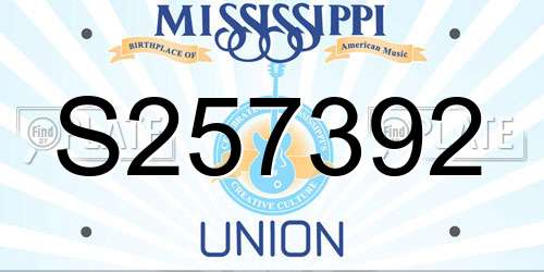 S257392 Mississippi License Plate