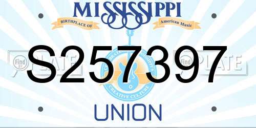 S257397 Mississippi License Plate