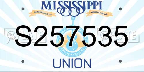 S257535 Mississippi License Plate