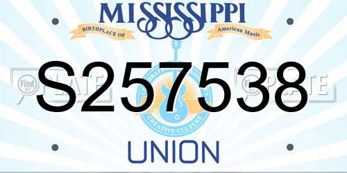 S257538 Mississippi License Plate