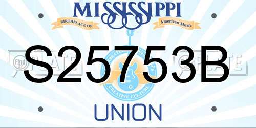 S25753B Mississippi License Plate