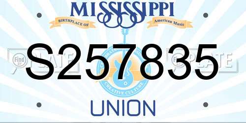 S257835 Mississippi License Plate