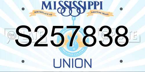 S257838 Mississippi License Plate
