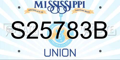 S25783B Mississippi License Plate