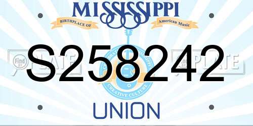 S258242 Mississippi License Plate