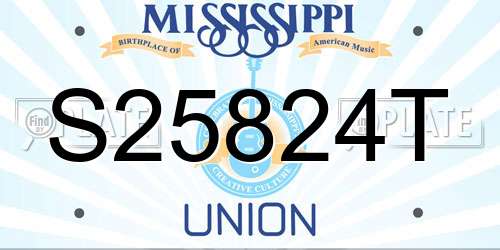 S25824T Mississippi License Plate