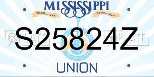 S25824Z Mississippi License Plate