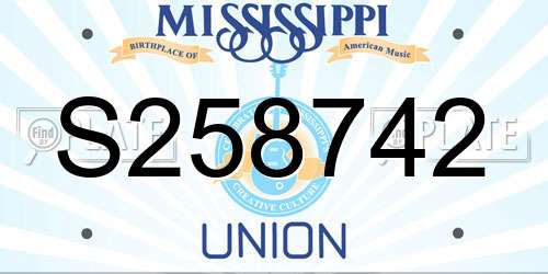 S258742 Mississippi License Plate