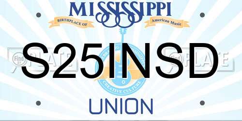 S25INSD Mississippi License Plate