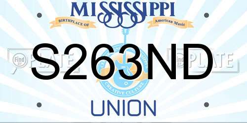 S263ND Mississippi License Plate