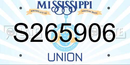 S265906 Mississippi License Plate
