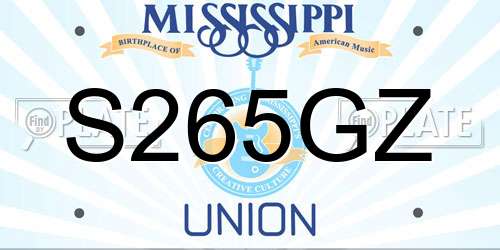 S265GZ Mississippi License Plate