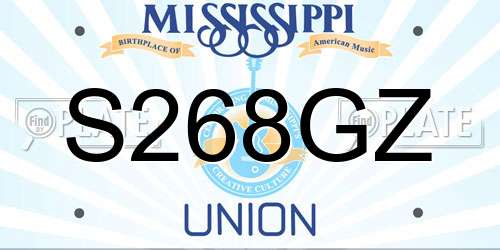 S268GZ Mississippi License Plate