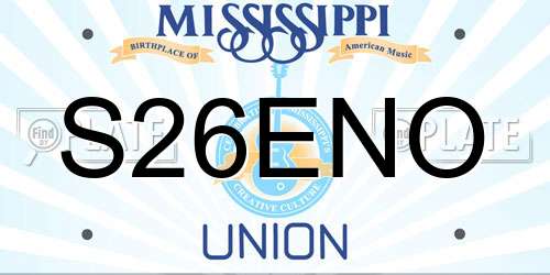 S26ENO Mississippi License Plate