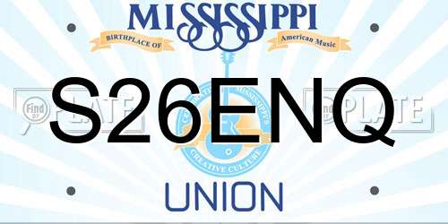 S26ENQ Mississippi License Plate