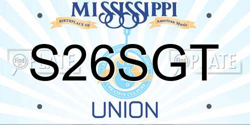 S26SGT Mississippi License Plate