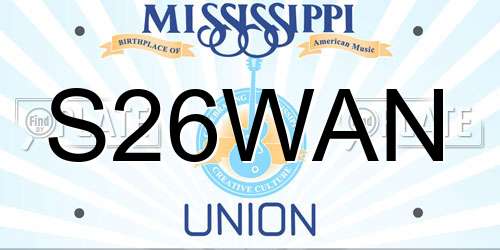 S26WAN Mississippi License Plate