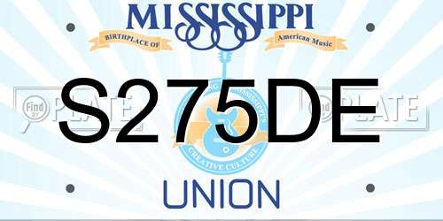 S275DE Mississippi License Plate