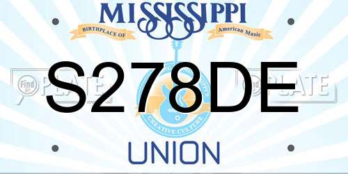 S278DE Mississippi License Plate