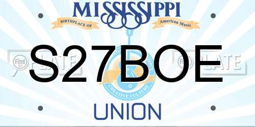 S27BOE Mississippi License Plate