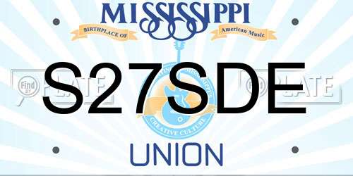 S27SDE Mississippi License Plate