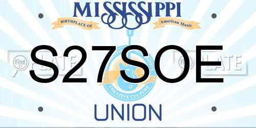 S27SOE Mississippi License Plate