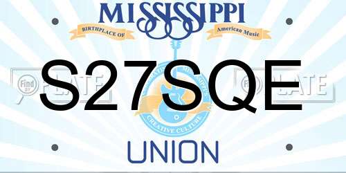 S27SQE Mississippi License Plate