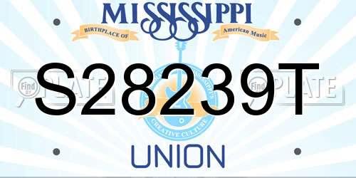 S28239T Mississippi License Plate