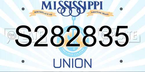 S282835 Mississippi License Plate