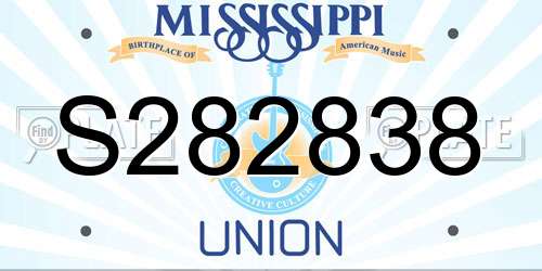 S282838 Mississippi License Plate