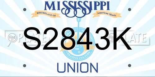 S2843K Mississippi License Plate
