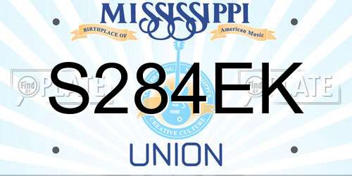 S284EK Mississippi License Plate