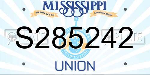 S285242 Mississippi License Plate