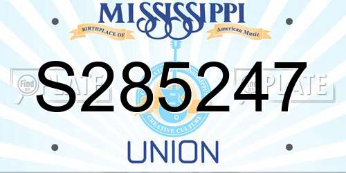S285247 Mississippi License Plate