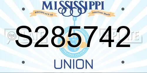 S285742 Mississippi License Plate