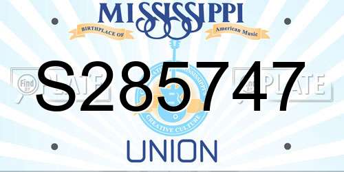 S285747 Mississippi License Plate